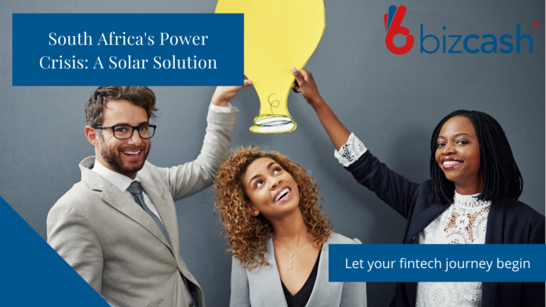 A Sustainable Future for South Africa By embracing solar power and other renewable energy solutions, South Africa can move towards a more sustainable and resilient energy future. By reducing its reliance on fossil fuels and diversifying its energy mix, the country can mitigate the impact of climate change and ensure long-term energy security. Bizcash is committed to empowering businesses to harness the power of the sun. By providing flexible financing options and expert support, we can help you build a brighter, more sustainable future. Take the first step towards a more sustainable and cost-effective future. Contact Bizcash today to learn more about our solar finance solutions.